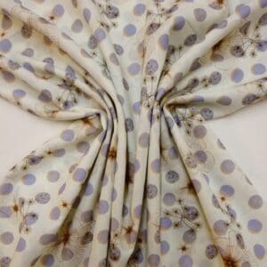 Suiting Fabric Natural Linen Floral Dandelions Cream Mauve