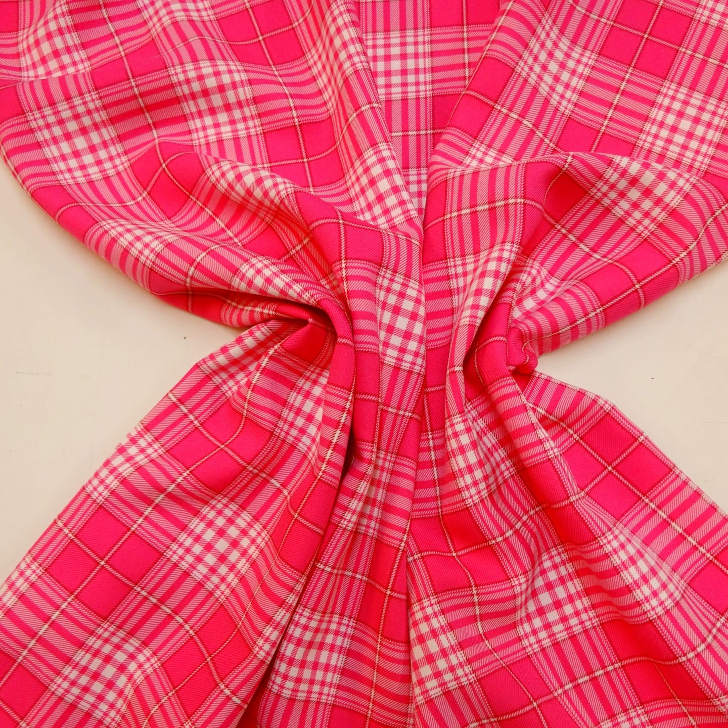 Suiting Fabric Plaid Strawberry Fields Pink