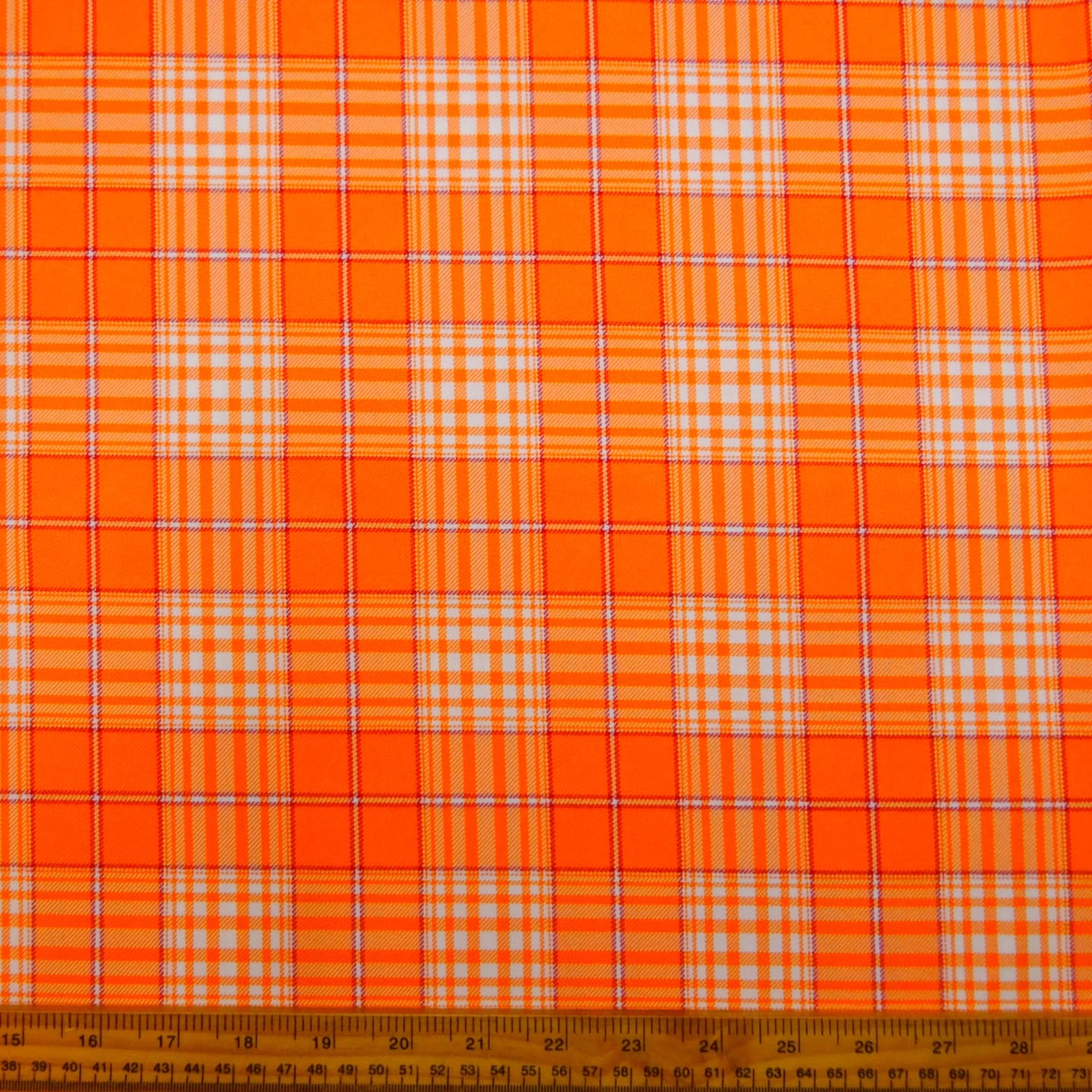 Suiting Fabric Plaid Tangerine Dream Orange