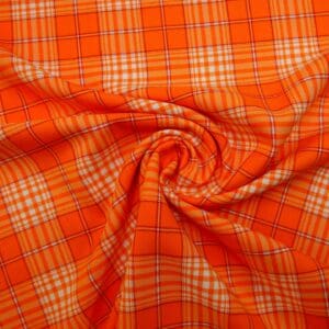 Suiting Fabric Plaid Tangerine Dream Orange