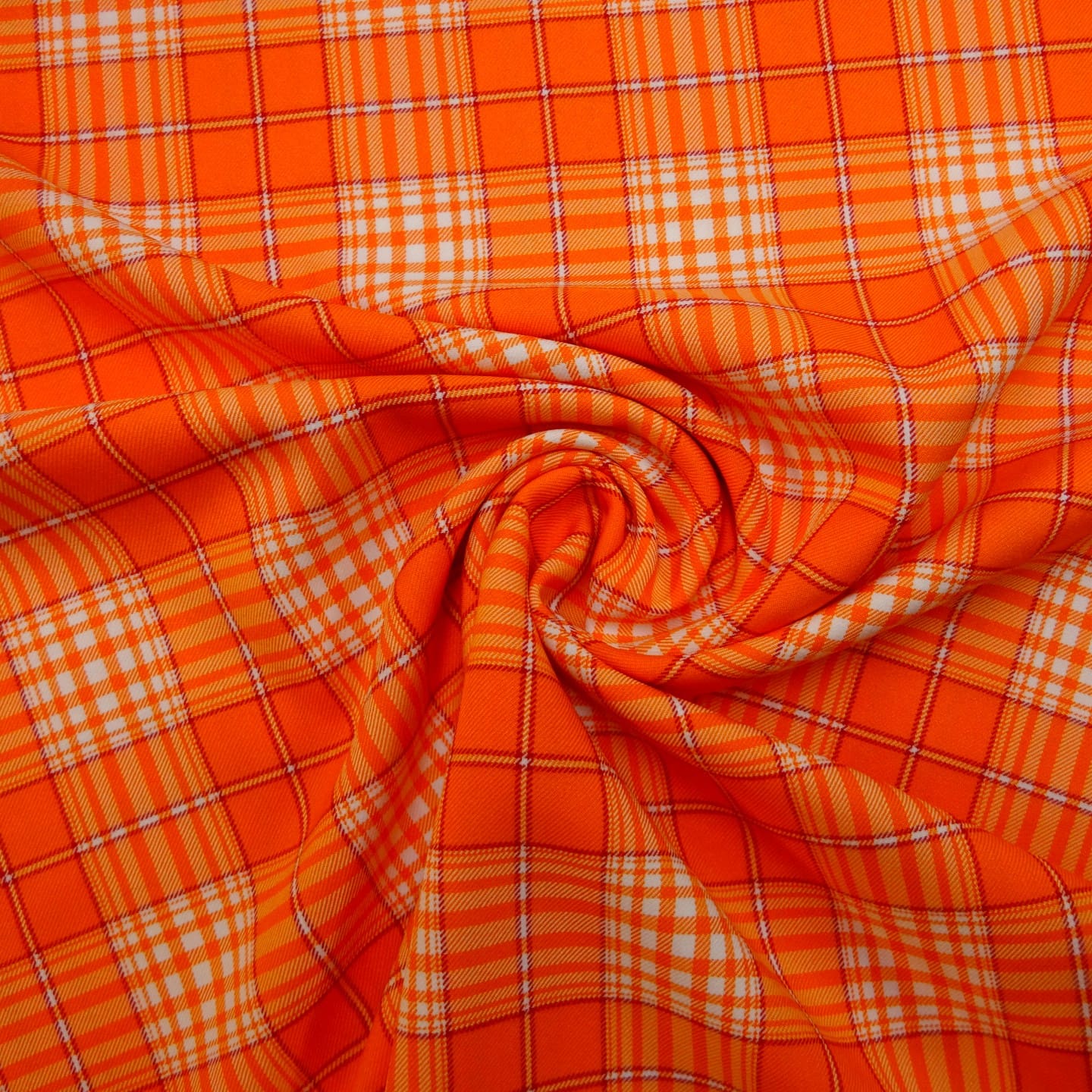 Suiting Fabric Plaid Tangerine Dream Orange