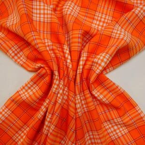 Suiting Fabric Plaid Tangerine Dream Orange