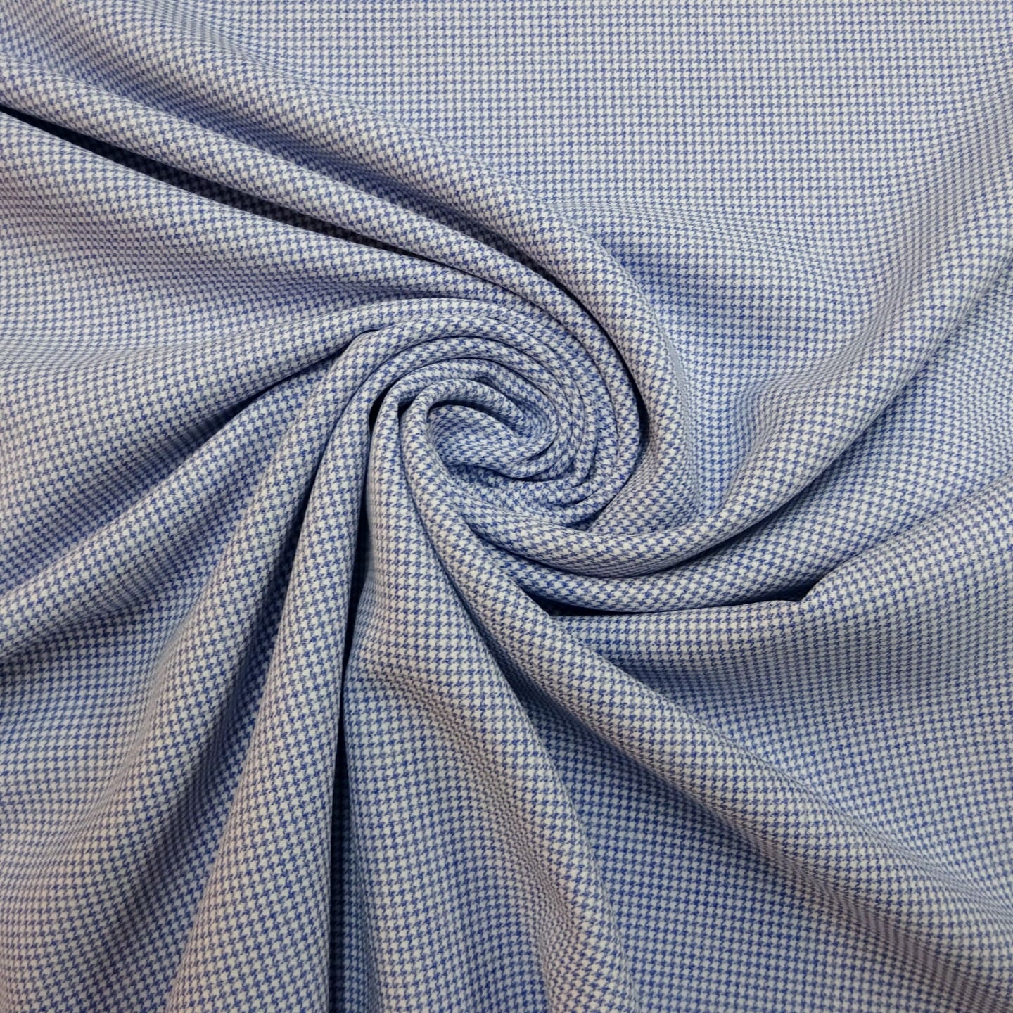 Suiting Fabric Puppy Tooth Check Denim Blue