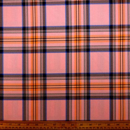 Suiting Fabric Tartan Celtic Hop Scotch Pink Coral Royal