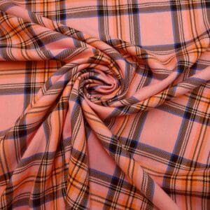 Suiting Fabric Tartan Celtic Hop Scotch Pink Coral Royal