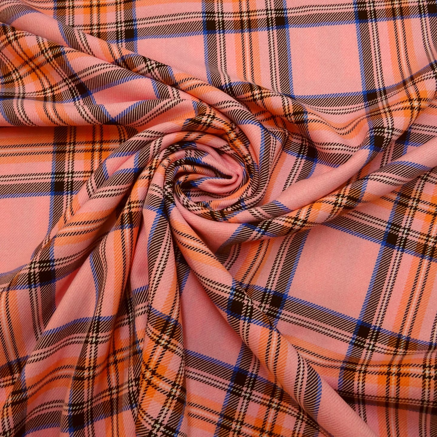 Suiting Fabric Tartan Celtic Hop Scotch Pink Coral Royal