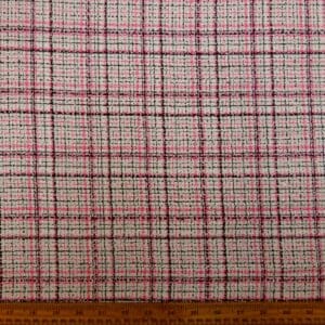 Suiting Fabric Boucle Chic Paris Pink Black Ivory