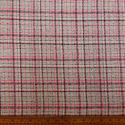 Suiting Fabric Boucle Chic Paris Pink Black Ivory
