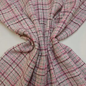 Suiting Fabric Boucle Chic Paris Pink Black Ivory