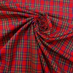 Tartan Fabric Cotton Stewart Bonnie Red