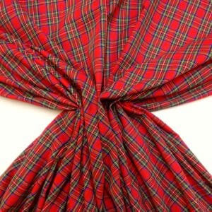 Tartan Fabric Cotton Stewart Bonnie Red