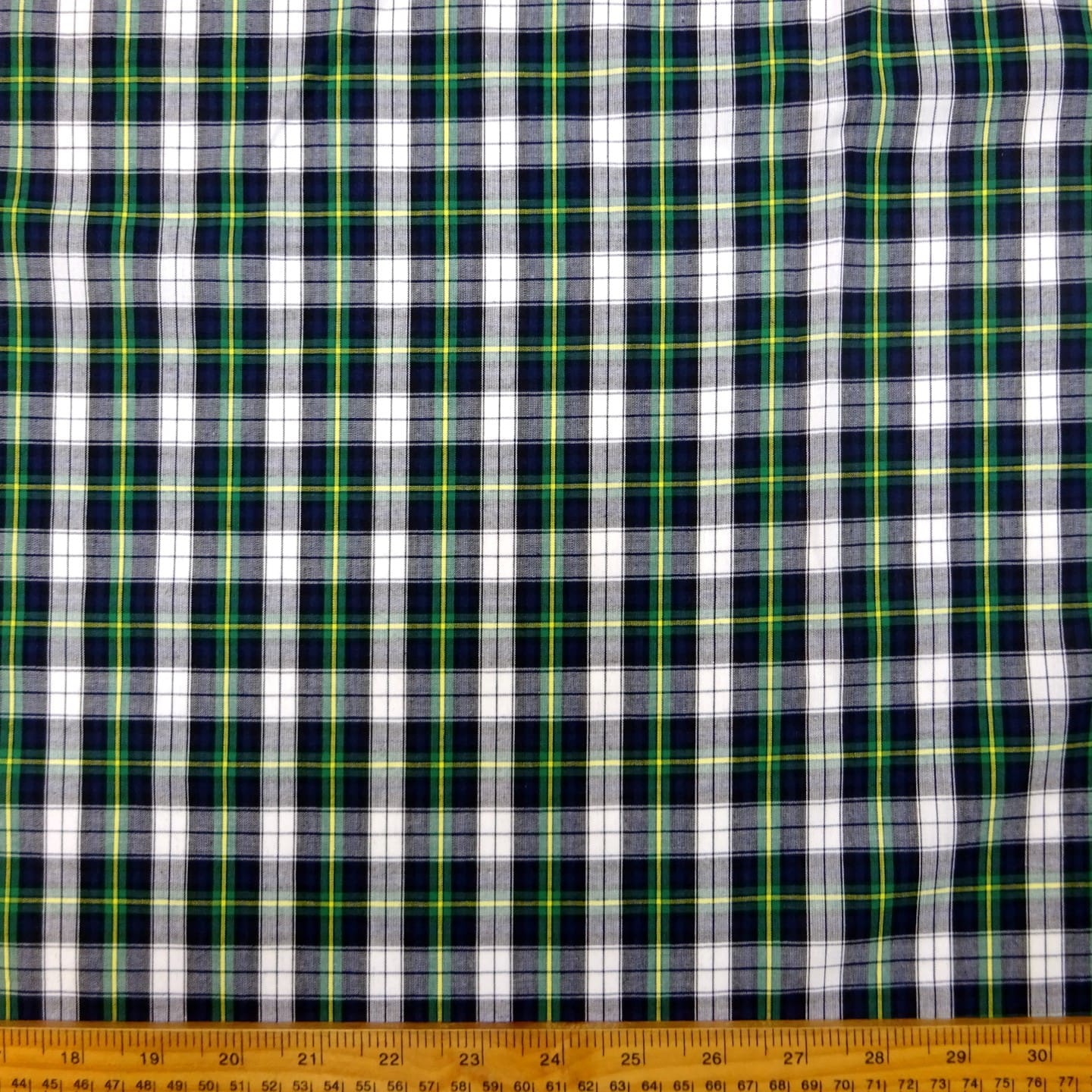 Tartan Fabric Cotton Gordon Bennett Navy Green
