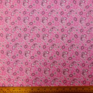 Cotton Poplin Fabric Bandana Print Pink