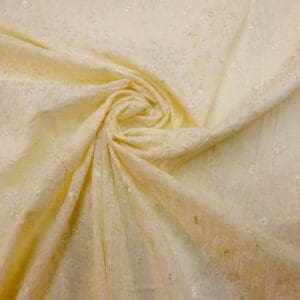 Polyester Cotton Fabric Crinkle Burnt Out Pansy With Embroidery Cream