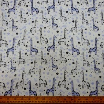 Brushed Cotton Fabric Winceyette Giraffes Blue