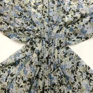Chiffon Fabric Floral Country Florals Inky Blue On Mint