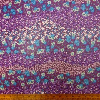 Chiffon Fabric Floral Explosion Purple Turquoise