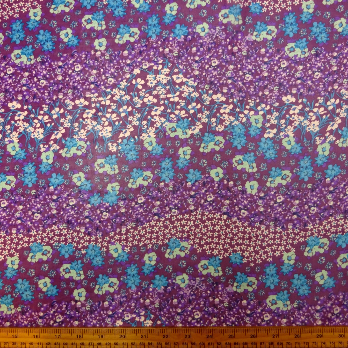 Chiffon Fabric Floral Explosion Purple Turquoise