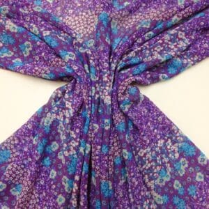 Chiffon Fabric Floral Explosion Purple Turquoise