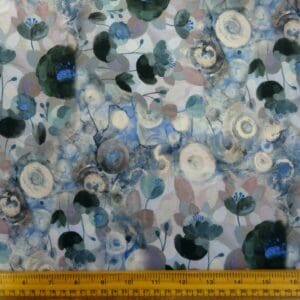 French Cotton Lawn Fabric Soft Finish Oyster Poppy Blue