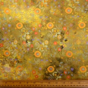 French Cotton Lawn Fabric Soft Finish Feathered Paisley Gold