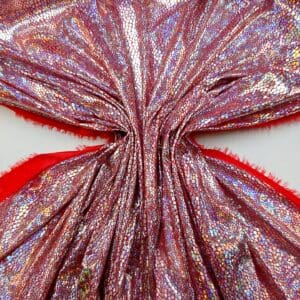 Hologram Foiling Jersey Fabric Razzamattaz Reptile Red