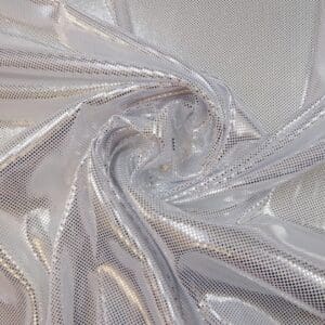 Computer Foil Jersey Fabric Ricochet Studs White/Silver
