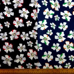 Georgette Fabric Floral Black Flower Stamps