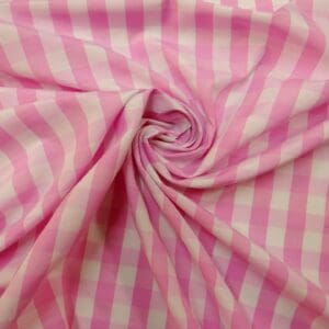 Polycotton Fabric 15mm Woven Gingham Candy Pink