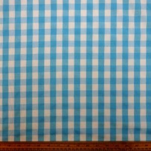 Polycotton Fabric 15mm Woven Gingham Turquoise