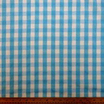 Polycotton Fabric 15mm Woven Gingham Turquoise