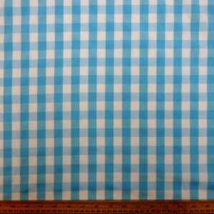 Polycotton Fabric 15mm Woven Gingham Turquoise