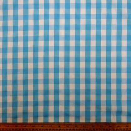 Polycotton Fabric 15mm Woven Gingham Turquoise