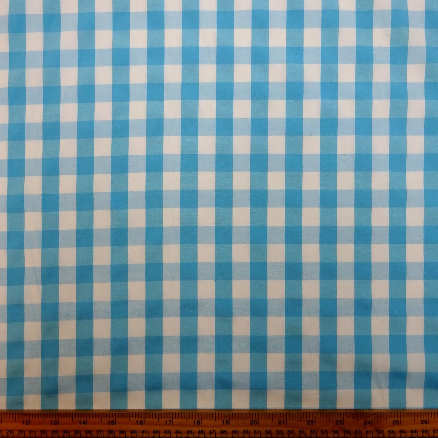 Polycotton Fabric 15mm Woven Gingham Turquoise