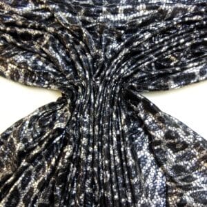 Jersey Fabric Foil Print Leopard Lace Black Silver