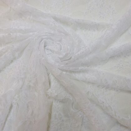 Lace Fabric Stretch Johnson Rose White