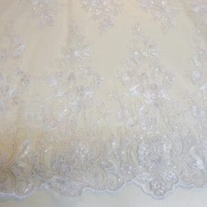 Lace Fabric Bridal Scalloped Sequinned Daphne White