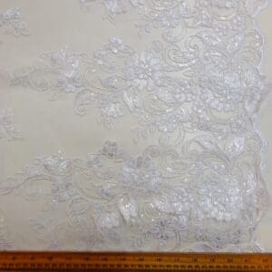Lace Fabric Bridal Scalloped Sequinned Daphne White