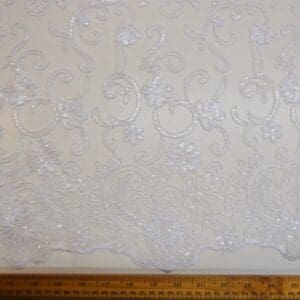 Lace Fabric Bridal Scalloped Sequinned Francesca White