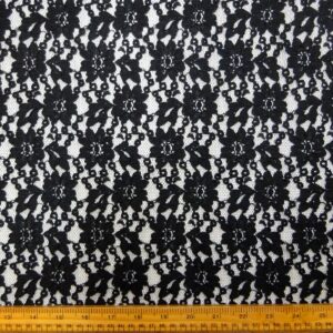 Lace Fabric Heavy Faux Cotton Feel Brugge Black