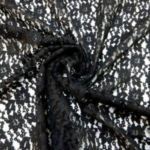 Lace Fabric Heavy Faux Cotton Feel Brugge Black