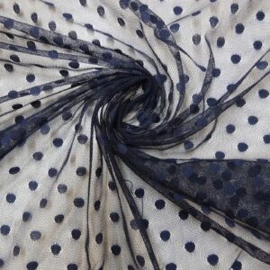 Lace Fabric Pea Spot Navy