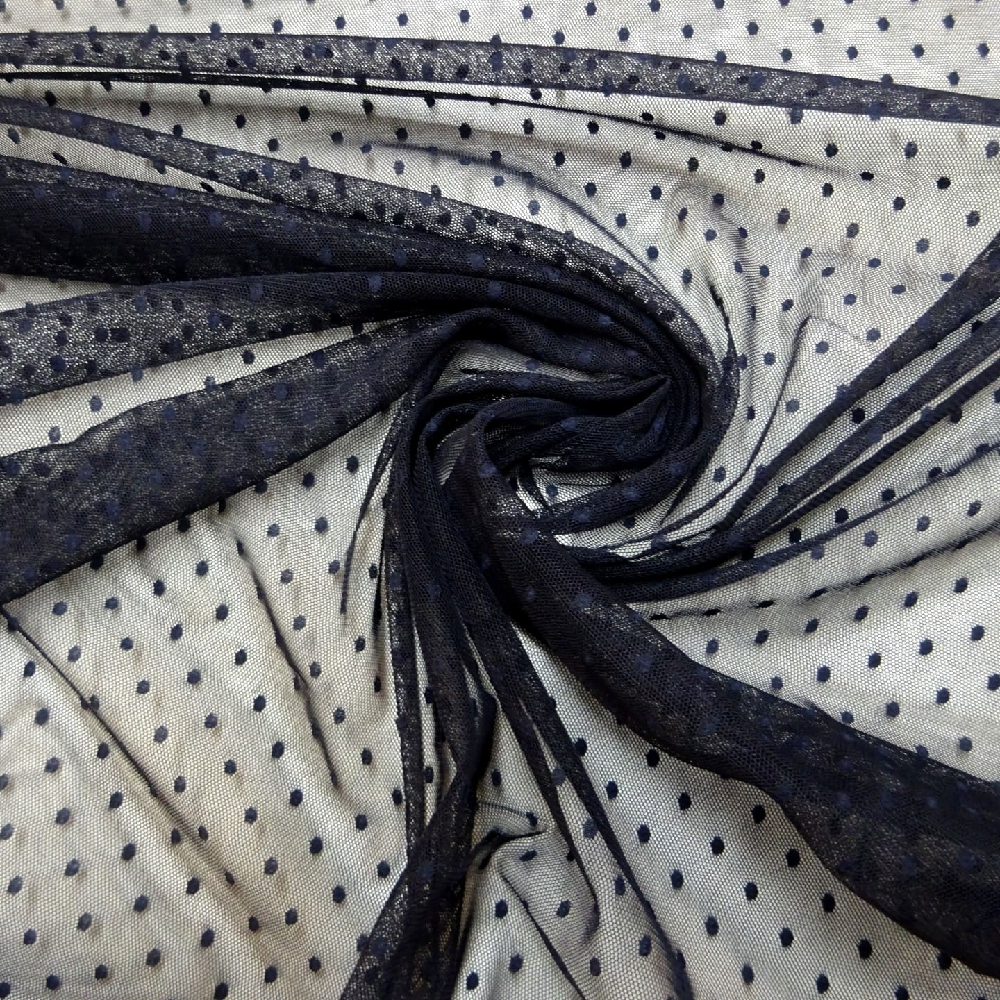 Lace Fabric Pin Spot Navy
