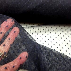 Lace Fabric Pin Spot Navy
