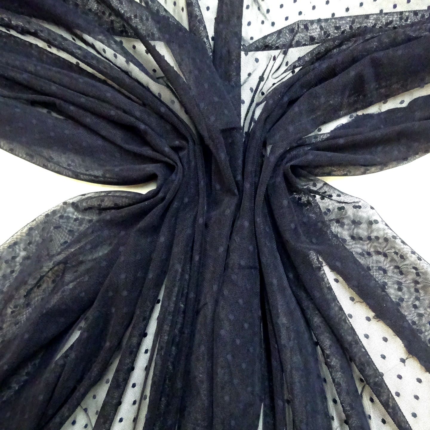 Lace Fabric Pin Spot Navy - Image 4