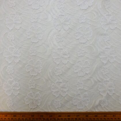 Lace Fabric Stretch Daisy Chain White