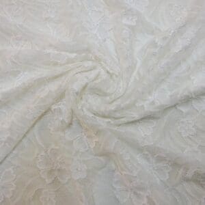 Lace Fabric Stretch Daisy Chain White