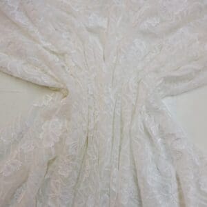 Lace Fabric Stretch Daisy Chain White