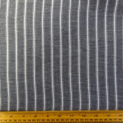 Linen Look Fabric Soft Linen Pencil Stripe Grey White