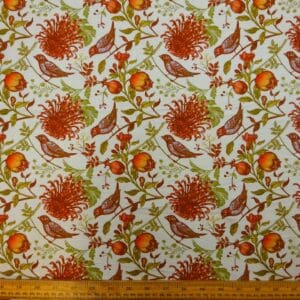 Linen Fabric Suiting Summer Larks Ivory Gold